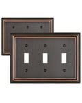 Switch Plates Outlet Covers, 2-Pack Metal Wall Plates, Aged Bronze - color: Aged Bronze, size: 3 Toggle 2PK