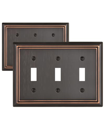 Switch Plates Outlet Covers, 2-Pack Metal Wall Plates, Aged Bronze - color: Aged Bronze, size: 3 Toggle 2PK
