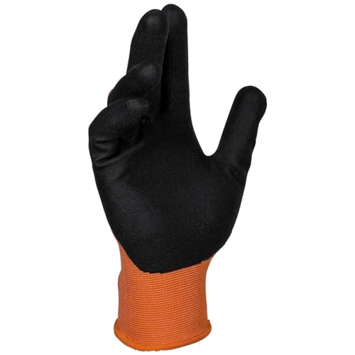 KLEIN TOOLS 60579 Work Gloves, Knit Dipped Cut Resistant ANSI A1 Nitrile Coated Gloves, Nylon-Spandex, Touchscreen Capable, Small, 2-Pair - size: Small, style: 2-pair Pack