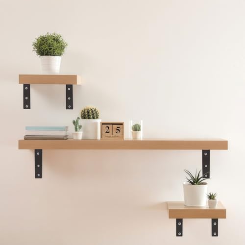 6 Pack Heavy Duty Floating Shelf Brackets, Black Metal L Wall Brackets, DIY Industrial Shelf Brackets - L 6" x H 4" x W 1.6" ( 1/5 Inch Thicked ) - size: 6"×4"