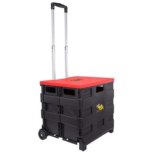 dbest Products Quik Cart Standard Collapsible Rolling Crate - Red Lid - color: Red, style: Standard