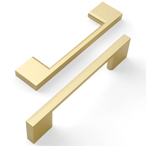 Amerdeco 10 Pack Brushed Gold Cabinet Pulls 3-3/4 Inch(96MM) Hole Centers Kitchen Cabinet Handles Cabinet Hardware Kitchen Handles for Cabinets Cupboard Handles Drawer Pulls ZH0060 - color: Brushed Gold, size: 3-3/4"/96MM Hole Center, style: 10 Pack