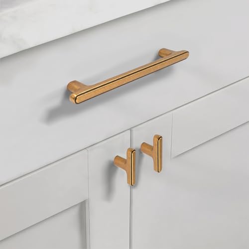 Asidrama 10 Pack 5 Inch(128mm) Antique Brass Kitchen Cabinet Handles, Cabinet Pulls Kitchen Cabinet Hardware for Cupboard Drawer Pulls - color: Antique Brass, size: 5" Hole Center, style: 10 Pack