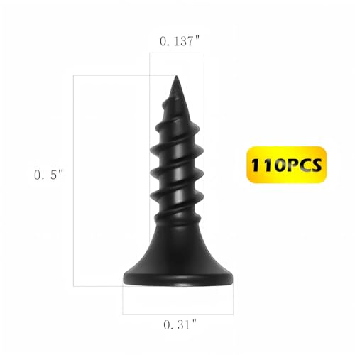 #6 x 1/2 Inch Drywall Screws Phillips Flat Head Black Oxide Screws 137 PCS, Wood Screws for Furniture Cabinet DIY - size: #6×1/2