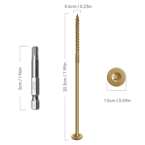 Yellow 8 inch Structural Wood Screws 150 pcs - color: Yellow, size: #14×8"