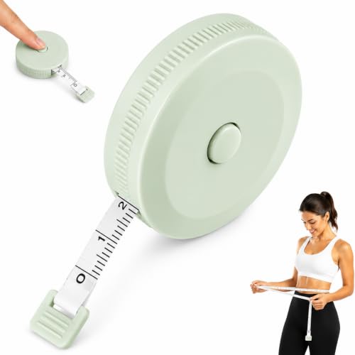 Retractable Tape Measure 150cm, Dual Scale for Body Sewing（Green） | 60-inch retractable cloth tape with cm/inch scales, flexible for body and fabric measuring - color: green