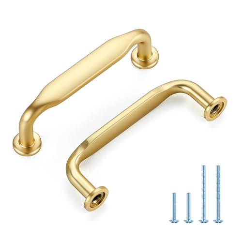 HOME EDIT Brushed Gold Solid Cabinet Handles & Pulls 3 Inch 10 Pack - color: Brushed Gold, size: 3 inches Hole Center