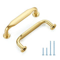 HOME EDIT Brushed Gold Solid Cabinet Handles & Pulls 3 Inch 10 Pack - color: Brushed Gold, size: 3 inches Hole Center