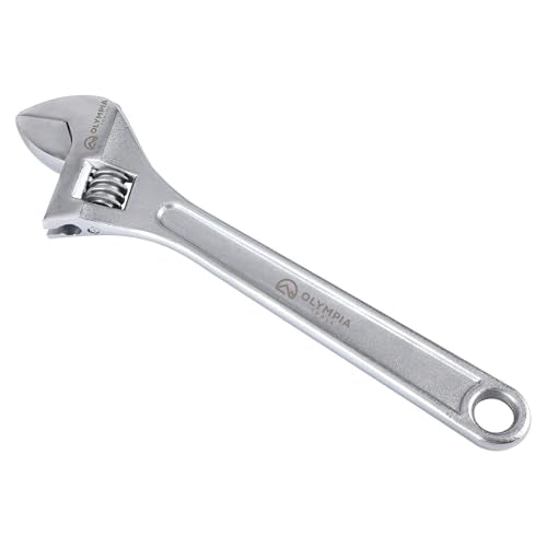 Olympia Tools 15" Adjustable Wrench, Heavy Duty Drop Forged Steel, Chrome Plated, Precision Machined Jaws, Rust Resistant - size: 15-Inch