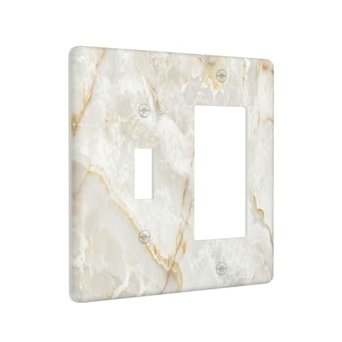 Gold Marble Abstract Texture Simple Luxury Outlet Covers 1 Toggle 1 Rocker Combination Decorative Wall Plate Electrical Switch Plates Light Switch Cover Plate for Kitchen Bathroom Home Decor - color: Gold Marble Abstract Texture Simple Luxury, size: 1 Tog