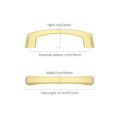 Asidrama 10 Pack 3 inch Brushed Gold Kitchen Cabinet Handles - color: Brushed Gold, size: 3" Hole Center(76mm)
