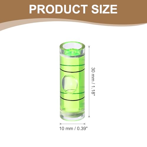 HARFINGTON 12pcs Mini Cylindrical Bubble Spirit Level Vials 10x30mm - size: 10x30mm