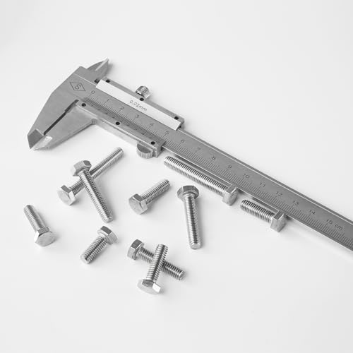 M6 x 8mm 12mm 16mm 20mm 25mm Hex Bolts, Hexagon Head Screws, 304 Stainless Steel(A2-70), Metric Fully Thread, Bright Finish, Assortment Kit 50PCS - size: M6x8-25mm (50PCS)