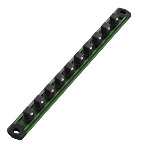 WORKPRO Magnetic Socket Organizer, Heavy Duty 1/2-Inch Drive Socket Rail - color: Green, size: 1/2" DR