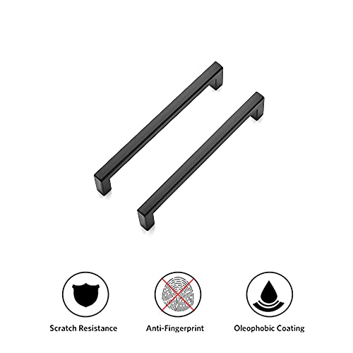 Ravinte Matte Black Cabinet Handles Solid Cabinet Pulls, 5 Inch CC, 10 Pack - color: Black, size: Flat Black 5" Hole Center