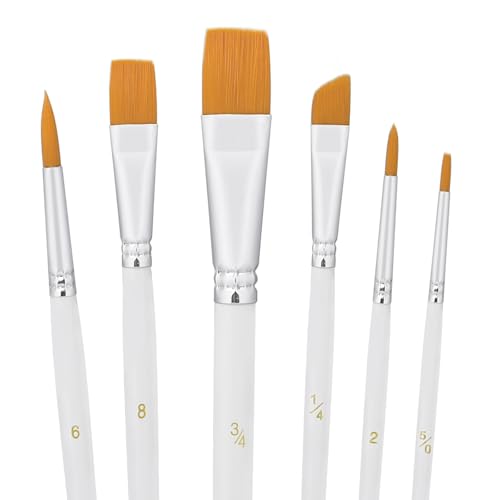 6PCS Cake Painting Brushes Set Food Paint Brushes Food Safe Cake Decorating Brushes for Dusting Edible Glitter Edible Color for Cake Cookie Decoration (White) - color: White