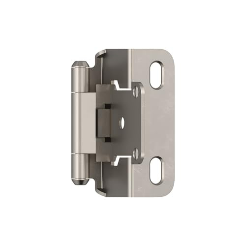 Amerock 1 Pair 1/2" Overlay Satin Nickel Partial Wrap Cabinet Hinge - color: Satin Nickel, size: 1/2 Inch (13 mm) Overlay