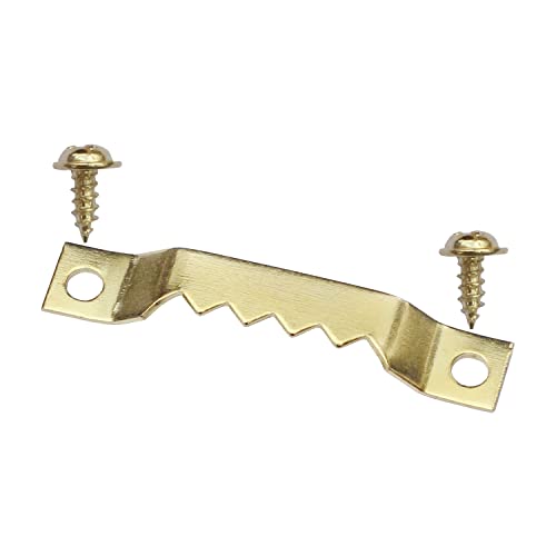 Sawtooth Picture Hangers, 100 pcs Small Picture Hanging Hook, Gold Picture Hangers with Screws Picture Hang Solutions, Picture Hanging Hardware for Paintings, Photos Frame, Artwork, Home Decor, Clock - size: Gold 100 pcs