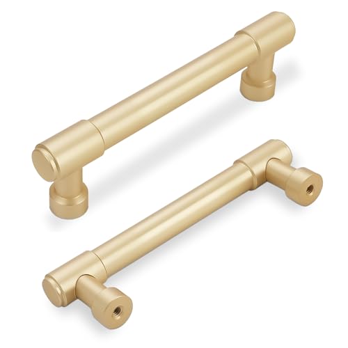 10 Pack 3-3/4 Inch(96mm) Kitchen Cabinet Handles Brushed Gold Cabinet Pulls Alloy Drawer Pulls Solid Cabinet Hardware - color: Brushed Gold, size: 3-3/4'' Hole Center(96mm)