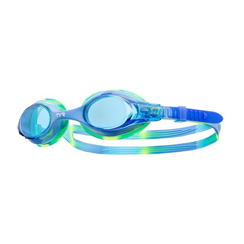 TYR Kids' Swimple Goggles - Colorful Swim Goggles for Beginners - color: Blue/Green