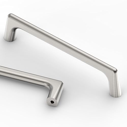 Asidrama 10 Pack 5 Inch(128mm) Brushed Satin Nickel Cabinet Pulls Cabinet Handles Cupboard Handles Kitchen Cabinet Hardware for Cupboard Drawer Pulls - color: Brushed Satin Nickel, size: 5" Hole Center, style: 10 Pack