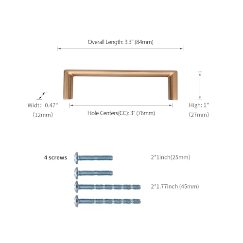 10 Pack 3 Inch Champagne Bronze Cabinet Pulls, Kitchen Hardware | Heavy-Duty Solid Zinc, Screws Included, Easy to Install, Durability, Modern, Kitchen Cabinet Pulls for Drawers Dressers - color: Champagne Bronze, size: 3"/76MM Hole Center, style: 10 Pack