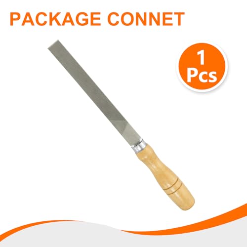 HARFINGTON Flat Medium Cut File 6" Double Cut Teeth High Carbon Steel Hand Rasp File with Wood Handle for Metal Wood Deburring Removing - size: 6", style: Medium