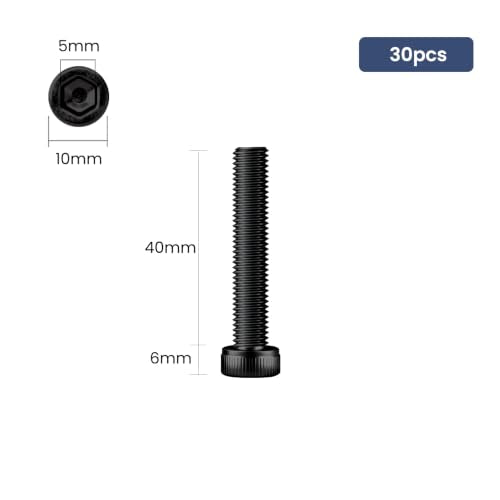 30pcs M6 x 40mm Hex Socket Head Cap Screws Bolts, 12.9 Grade Alloy Steel, Black Oxide Finish, Allen Socket Drive, Full Threads,with Hex Spanner - size: M6x40mm