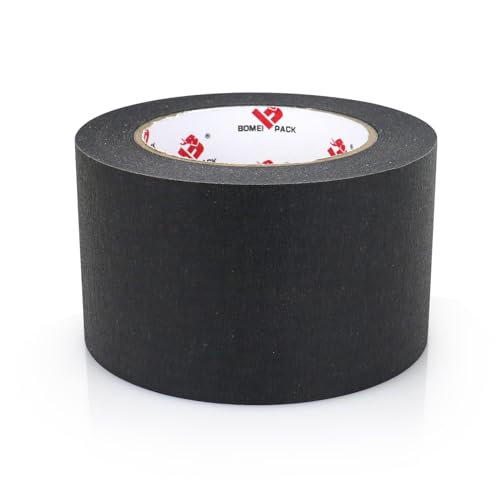 BOMEI PACK Wide Painters Tape 3 Inch,Wide Black Masking Tape, 55 yds Length, Multi-Surface Adhesive Painting Tape 21-Day Clean Removal for Painting, DIY, Arts, Crafts, Labeling - size: 3 inches x 55 Yards