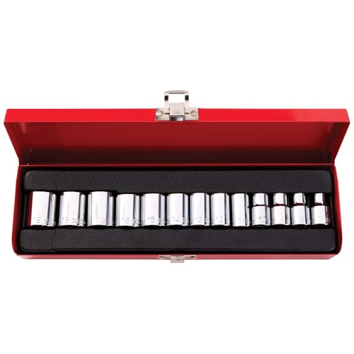 Klein Tools 65506 3/8-Inch Drive Socket Wrench Set with Metric Sizes on 6-Point Sockets, Case Included, 13-Piece - size: 3/8-Inch, style: 13-Piece