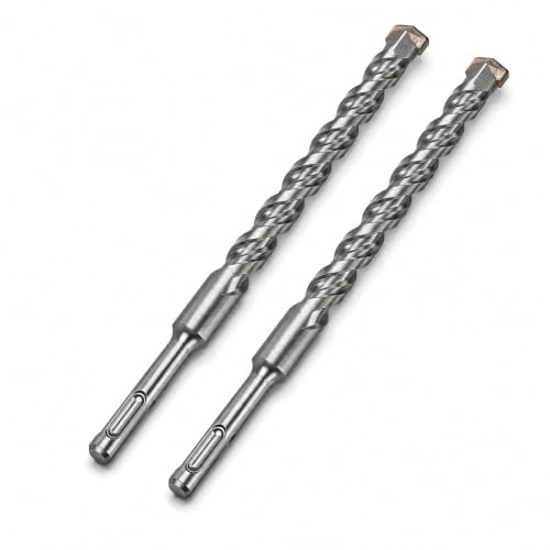 SDS Plus 3/4 Inch Masonry Drill Bit for Rotary Hammers (12" Length - 2 Pack) Carbide Tipped to Easily Drill Through Concrete, Cement, Brick, Block, Stone, and More! - size: 3/4" x 12"