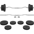 Yaheetech Curl Bar with Weights Adjustable W-Shaped Barbell Home Gym Set | Knurled iron bar with concrete-filled hdpe plates, star locks adjust weight for compact, gym-free strength training at home - size: 55 lbs