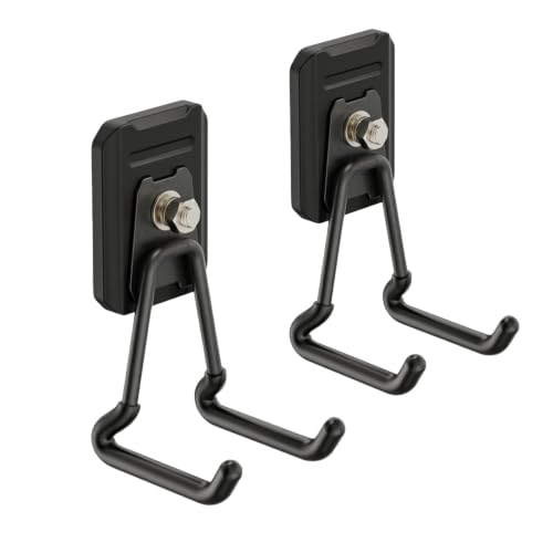 Heavy Duty Magnetic Garage Hooks,2 Pack Strong Large Magnet Hook for Power Drill,Garden Tools,Hose,Pegboard,Garage, Workshop,Magnetic Storage Hooks for Indoor Outdoor Hanging(Black) - style: Magnetic Garage Hooks 2 Pack