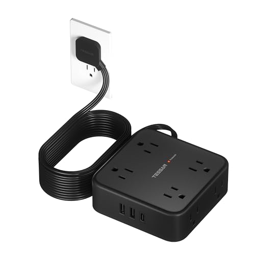 TESSAN Surge Protector Power Strip with 900J Surge Protection, 15 Ft, Black - color: Black with 1 USB C, size: 15 feet