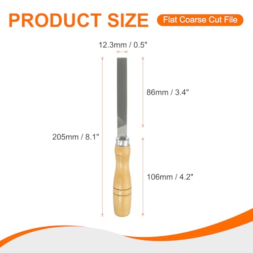 HARFINGTON Flat Coarse Cut File 4" Double Cut Teeth High Carbon Steel Hand Rasp File with Wood Handle for Metal Wood Deburring Removing - size: 4", style: Coarse