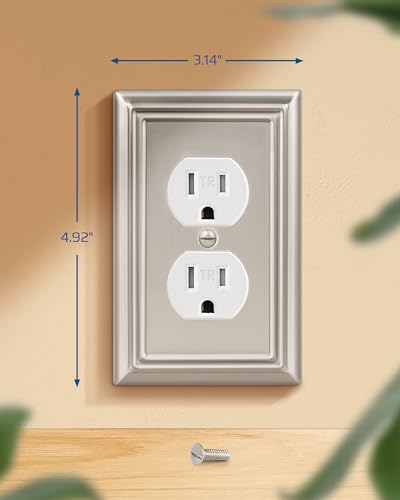DEWENWILS 4-Pack Duplex Wall Plate, Metal Wall Outlet Cover - color: Brushed Nickel, size: 1 Duplex 4PK