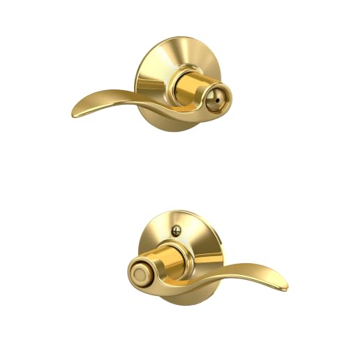SCHLAGE Accent Bed/Bath Privacy Door Handle with Lock, Bright Brass - color: Bright Brass, size: 1 Pack