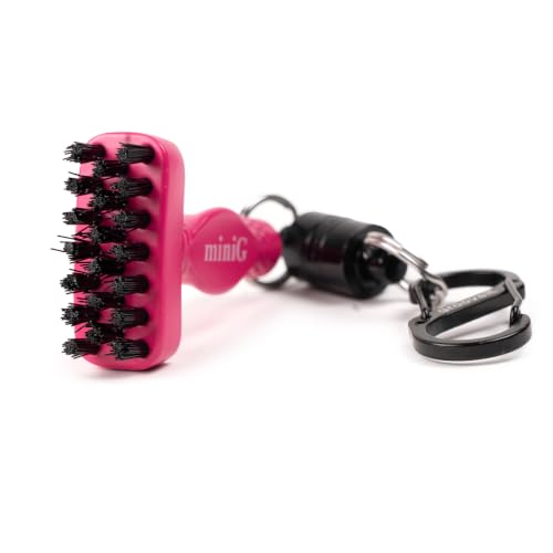 Grooveit Pink Mini Golf Brush The MiniG 'Dry Scrubber' Features A Detachable Magnet, Heavy-Duty Nylon Bristles, and 3-Yr Warranty - Used On All Professional Golf Tours - Golf Accessory of 2023 - color: Pink