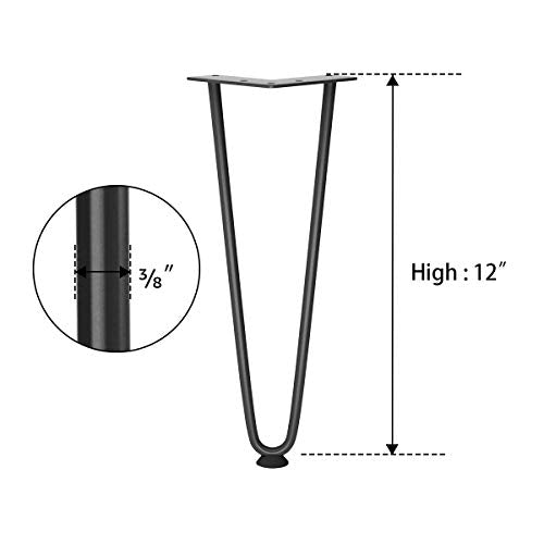 SMARTSTANDARD 12 Inch Heavy Duty Hairpin Furniture Legs, Black 4PCS - color: Black, size: 12 Inch