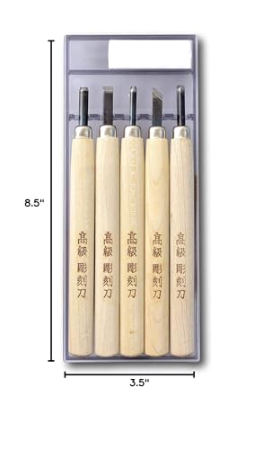 KAKURI Japanese Wood Carving Tool Set for Beginners 5-Piece - size: 5 Pcs