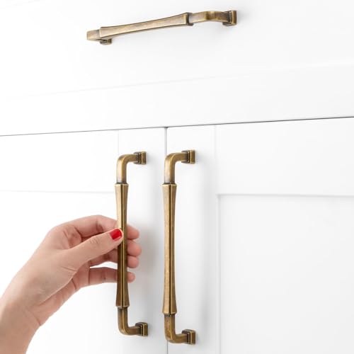 6-1/4 Inch Antique Brass Cabinet Pulls Kitchen Handles 10 Pack 3175 - color: Antique Brass, size: 6-1/4 In Hole Distance