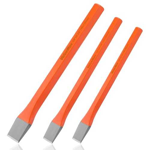 ValueMax 3-Piece Heavy-Duty Cold Chisel Set, Metal Chisel Set | 3/8-Inch, 1/2-Inch, 5/8-Inch, Premium Cr-V Steel, For Carpentry, Metalwork, Woodwork & Masonry Work - size: Small