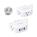 TROND Multi Plug Outlet Extender with USB, 2 Pack Plug Splitter - color: White, size: 3AC & 2A2U1C-3 Prong Plug, 2 Pack
