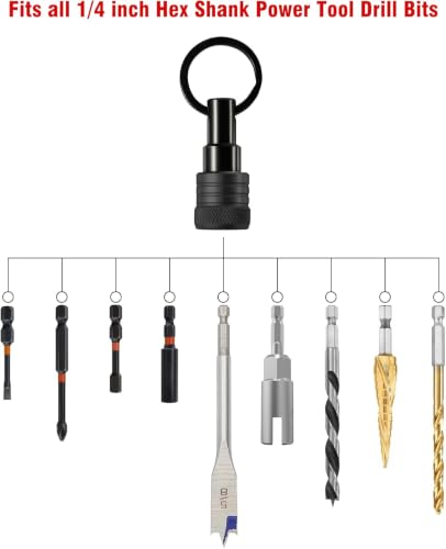 Bit Holder Keychain 12 Pcs, 1/4-Inch Hex Shank Quick Release, Black Red - color: Black and Red