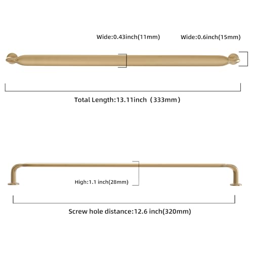 10 Pack 12-3/5 Inch Cabinet Pulls Champagne Bronze Kitchen Cabinet Handles Zinc Alloy Drawer Pulls Solid Cabinet Hardware - color: Champagne Bronze, size: 12-5/8'' Hole Center(320mm)