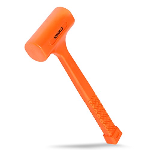 Neiko 02846A 1 LB Dead Blow Hammer, Neon Orange I Unibody Molded | Checkered Grip | Spark and Rebound Resistant - size: 1 Pound, style: Dead Blow