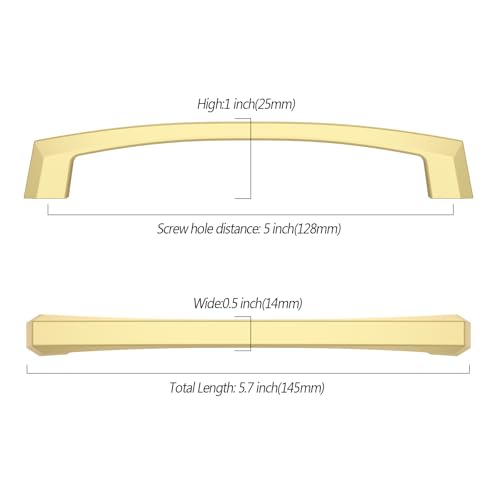 Asidrama 10 Pack 5 inch Brushed Gold Kitchen Cabinet Handles - color: Brushed Gold, size: 5" Hole Center(128mm)
