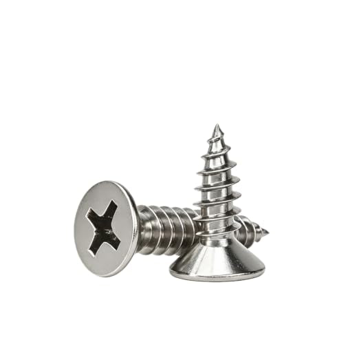#4 Flat Head Phillips Wood Screws 150Pcs, 304 Stainless Steel, 5/16" - color: Sliver, size: #4 x 5/16''-150pcs