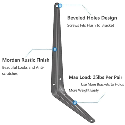 Metal 10" x 12" inch Wall Corner Angle Shelving Shelf Brackets, Grey, Pack of 20 - size: 10" x 12" inch