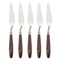 HARFINGTON 5pcs Palette Knife Painting Tool 3.74 x 1.1 Stainless Steel Art Spatula Pallet Knives Scrapers Tools with Beech Wood Handle for Acrylic Oil Canvas Mixing Spreading, Red/Silver - size: 3.74" x 1.1"